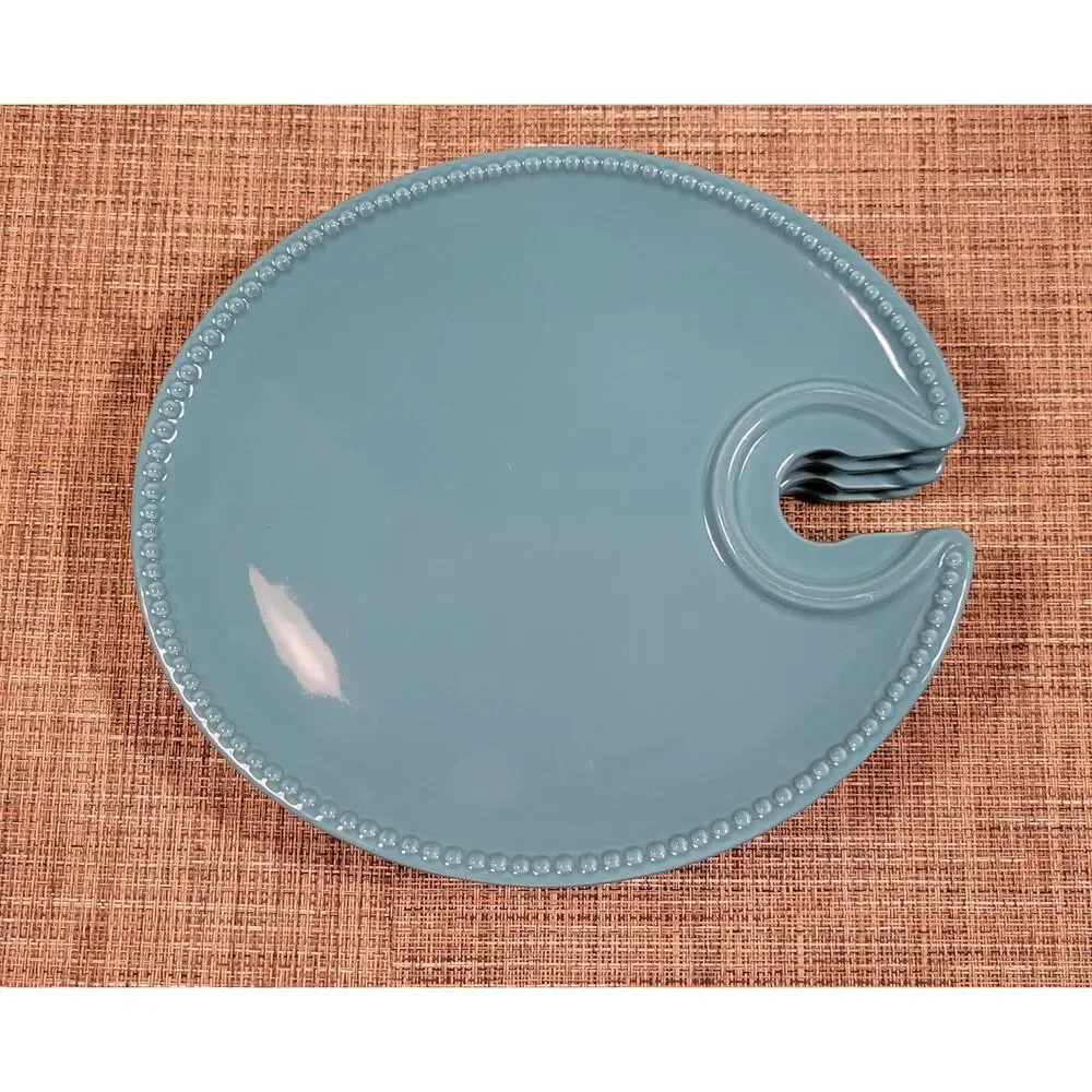 Pavillion Aqua Snack Plates Set Of 4, A Princess House Exclusive